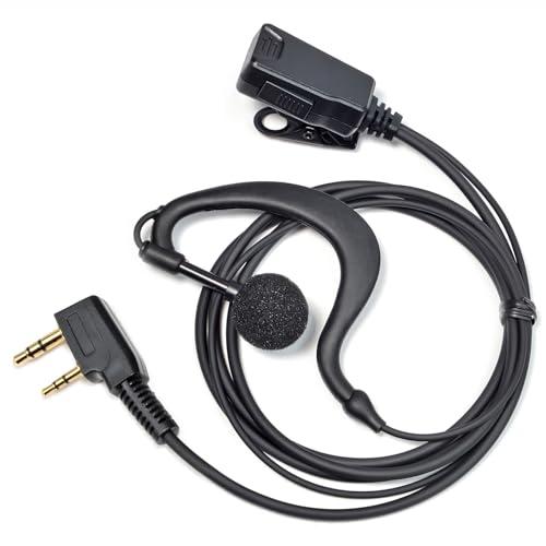 HYSHIKRA Auricolare Walkie Talkie con microfono, 2 pin Headset con PTT, compatibile con Kenwood eSnic Retevis Baofeng UV-5R Radio Ear Piece per Security Bodyguard (Forma G, 1)