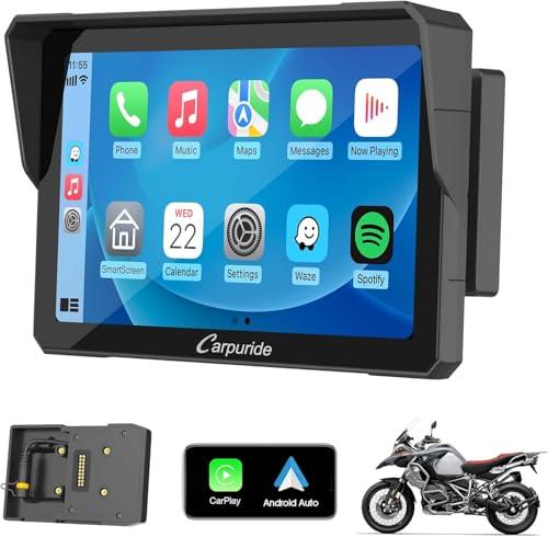 Carpuride W702B Schermo Carplay Moto con Supporto Personalizzato per BMW Moto, Wireless CarPlay e Android Auto, Portatile 7