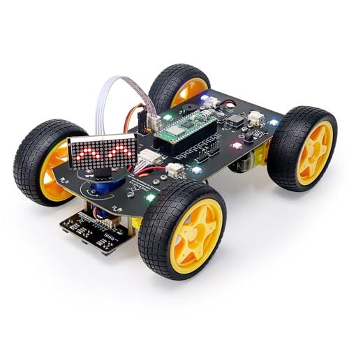 Freenove 4WD Car Kit for Raspberry Pi Pico W (Included) (Compatible with Arduino IDE), Dot Matrix Expressions, Obstacle Avoidance, Line Tracking, Light Tracing, Colorful Light, App