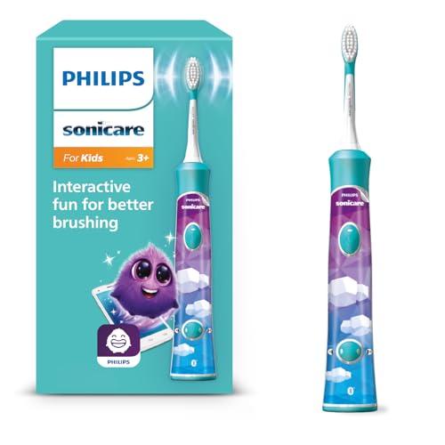 Philips Sonicare For Kids HX6322/04 Spazzolino Elettrico Sonico per Bambini, Connesso all'App, Blu