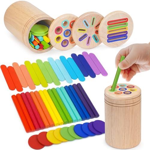 HaoVrisn Giochi Bambini 1 2 3 Anni, 3 in 1 Giochi Montessori 1 2 3 4 Anni, Legno Colori per Bambini 1 2 3 Anni, Gioco Bambino 1 2 3 4 Anni con Borsa per la Conservazione