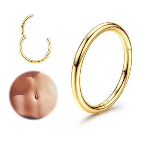 FIOROYAL 14G Piercing Ombelico Anello Acciaio Chirurgico per Donne Piercing Ombelico Argento Oro Opal Belly Button Rings Cerchio Clicker Ombelico Piercing Anello 8MM/10MM/12MM AG8