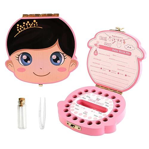Lvjkes porta dentini da latte, scatolina porta dentini, Scatola dei denti in legno per bambini, scatola dei denti per bambini e ragazze, scatola porta dentini da latte (Rosa/Ragazza)