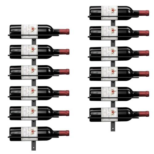 TJ.MOREE Portabottiglie da Parete per 12 Bottiglie di Vino, Portabottiglie in Legno e Metallo, Montaggio a Parete, Portabottiglie per Cucina, Sala da Pranzo, Bar