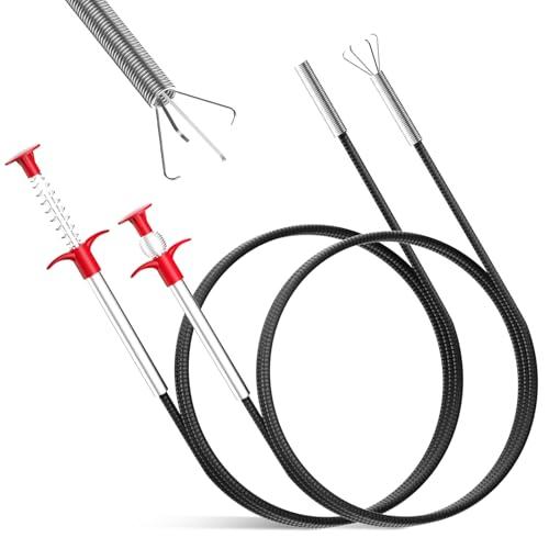 2 Pezzi Pinze per Artigli Flessibili, 200c/90cm Pinza Artiglio Flessibile, Pinza Scarico, Stura Lavandini e Scarichi Spirale Pulizia Tubi, Pinza Pulizia Scarico per Cucina, Bagno e Fogne (200+90cm)