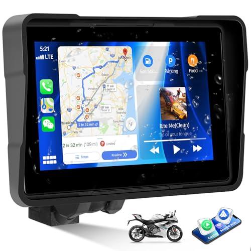 CAMECHO [2025] Carplay Motorbike Navi Schermo per Moto, 5 Pollici HD Touch Screen Impermeabile Dispositivi di Navigazione Moto con Seenza Fili Carplay Android Auto Bluetooth Display avec GPS FM EQ