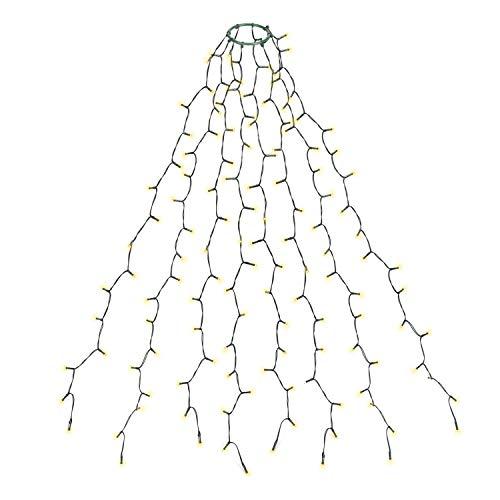 SALCAR Luci Albero di Natale, 1,5M 8 Fili 200 LED Luci Decorazione Natale per Albero con Anello, 8 Modalità, Impermeabile IP44 Luminarie Natalizie Cascata per Interno Esterno, Bianco Caldo