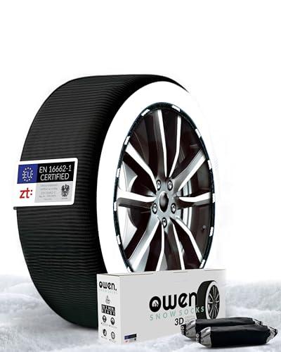 OWEN calze da neve XS-XXL | Certificato EN 16662-1 | Omologate Italia | Protettivo per cerchioni | Tessuto 3D | Compatibile con ABS/ESP | Set da 2 Catene da neve tessili