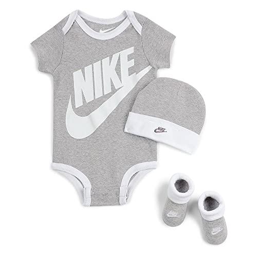Nike Hat, Bodysuit And Bootie Three Piece Set Calzini, Abbigliamento Sportivo Grigio, 0-6 Mesi Bimbo