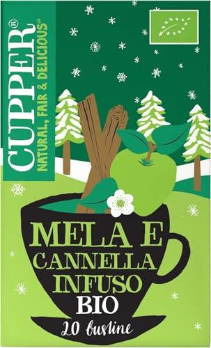 CUPPER Infuso Biologico Winter Strudel, Tisana Mela e Cannella, Tisane Natalizie, Filtri 100% Biodegradabili, Confezione da 20 Bustine
