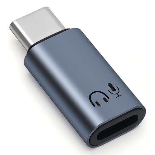 BORLTER CLAMP Adattatore da Lightning a USB-C per cuffie con supporto del controllo di linea, adattatore audio da Lightning a USB-C per con iPhone 16/15, iPad e altri connettori audio Type-C, grigio