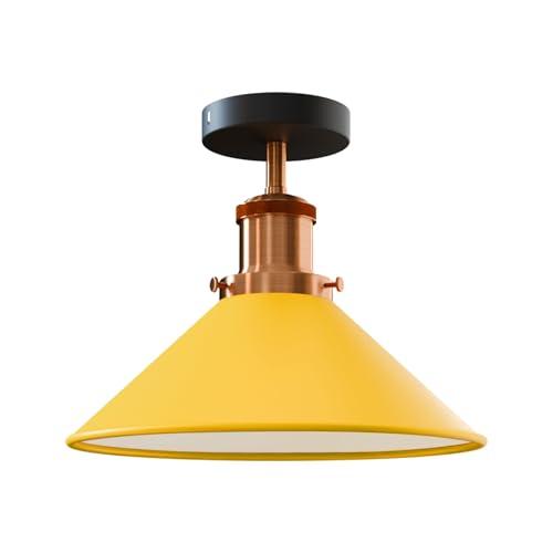 DC VOLTAGE Lampada da Soffitto Moderno Montaggio a Semi-Incasso Metallo 22 cm Interno Nero Wianco Attacco E27 Paralume Lampada a sospensione Per Soggiorno (giallo 2)