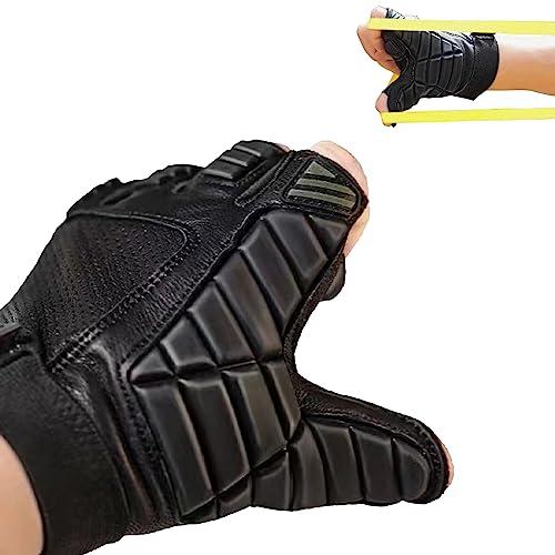 Guanto da tiro professionale senza cornice, accessorio per allenamento da caccia, materiale in pelle di capra, protezione delle mani superiore, fascia piatta per esterni (mano sinistra M (19-20 cm)