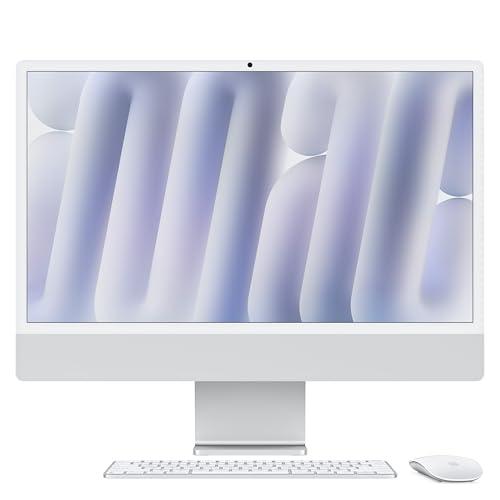 Apple iMac Computer desktop all-in-one: Chip M4, CPU 10-core e GPU 10-core: display Retina 24'', 16GB di memoria unificata, 256GB di archiviazione SSD, Vetro nanotexture. Per iPhone/iPad; Argento