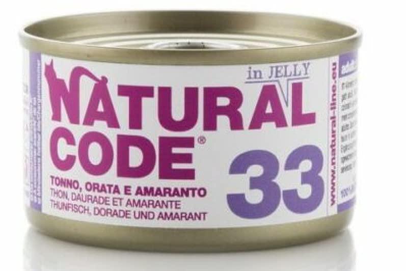 Natural Code Adult Gatto Cibo Umido in Jelly Tonno Orata E Amaranto 12 LATTINE da 85g CADAUNO