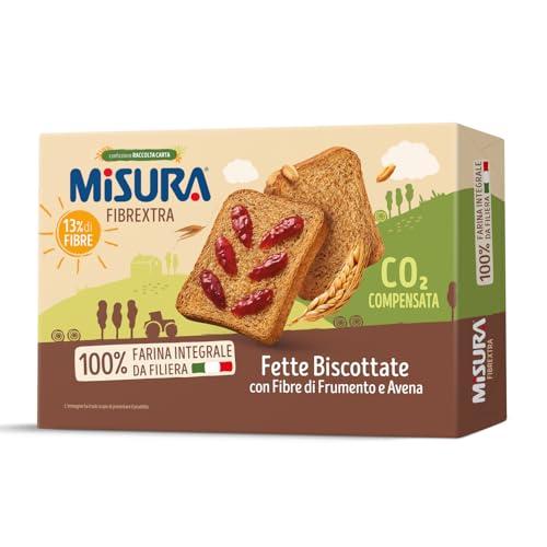 Misura Fette Biscottate Integrali Fibrextra - 100% Farina Integrale, con Farina di Frumento e Avena, Confezione da 320 grammi
