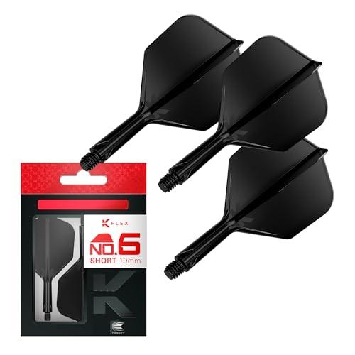 Target Darts K Flex Alette e Aste per Freccette Integrate, No.6 Nero (Corto) | Confezione da 3 K-Flex - No.6, Kflex Aletta e Asta per Freccette Stampate in Un Unico Pezzo