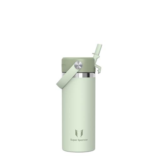 Sparrow Borraccia Termica Bambini - 500ml - SwivelSip Bottiglia Acciaio Inox - Senza BPA Borracce Termiche, Borraccia con Cannuccia Ergonomica per Scuola, Sportiva, Campeggio, Palestra