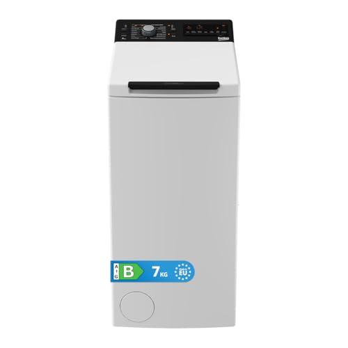 Beko BTL 725WK IT Lavatrice Carica dall’Alto 7kg, Classe B, Libera Installazione, 1200 Giri/min, Acqua Saver, Antipiega, Livello Di Sporco, Partenza Ritardata, Extra Risciacquo, 90x40x60 cm (AxLxP)