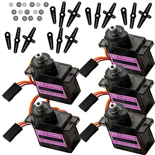 AZDelivery 3 x MG90S Servo Micro Motor Gear Servo ad Alta Velocità per RC Smart Robot Helicopter Car Plane Boat compatibile con Arduino incluso un E-Book!
