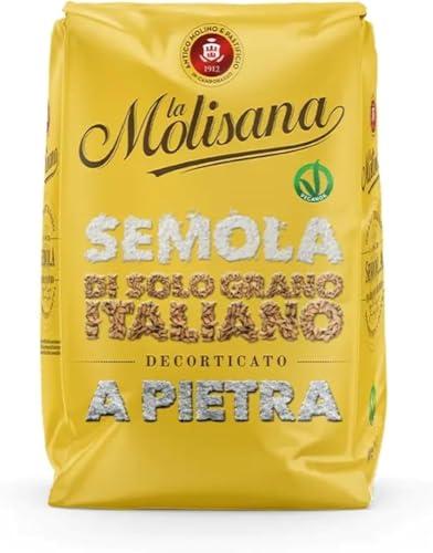La Molisana, Semola di Grano Duro Decorticato a Pietra, Solo Grano Italiano - Ideale per Pasta Fresca, Gnocchi alla Romana, Dolci e Cous Cous - Confezione da 1kg