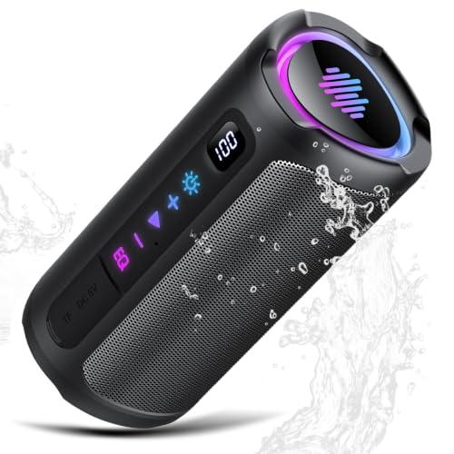 Cassa Bluetooth 5.4 Potente 20W, Doppio Driver Basso, 20H Autonomia, Casse Bluetooth Portatile con 2 EQ Modalità+Display Digitale, 7 RGB, TF, Accoppiamento TWS, Altoparlante Bluetooth da Esterno Feste