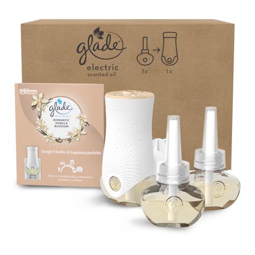 Glade Liquido Elettrico Profumatore per Ambienti con Olii Essenziali, Fragranza Vaniglia, Fino a 120 Giorni di Profumo, 1 Diffusore e 3 Ricariche