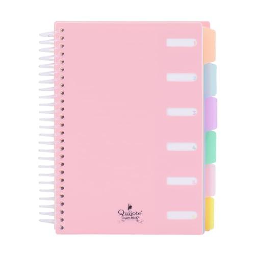 BLOC A5 + SEPARATORI STARPLAST - Griglia 5 x 5 mm, Spirale trasparente, coperchio in plastica, 120 fogli - rosa