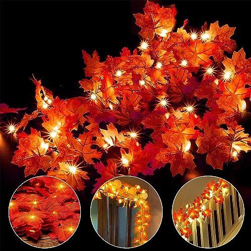 Ainkedin Catena luminosa autunnale, ghirlanda di foglie, catena luminosa, 30 foglie di acero, lunghezza 3 metri, utilizzata per decorazione autunnale e Natale, Halloween, decorazione da tavolo
