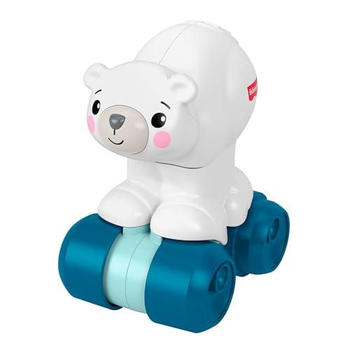 Fisher-Price - Orso Polare Gattoniamo Insieme, veicolo attività che rotola in avanti e con dettagli sensoriali, suoni e ticchettii, giocattolo per bambini, 9+ mesi, JDL63