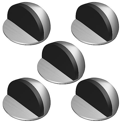 Nutabevr 5 Pezzi Fermaporta a Pavimento Adesivo, Acciaio Inox Ferma Porta con paraurti in gomma, per Ufficio, Hotel, Camerette, Bagno, Balcone, Cucina