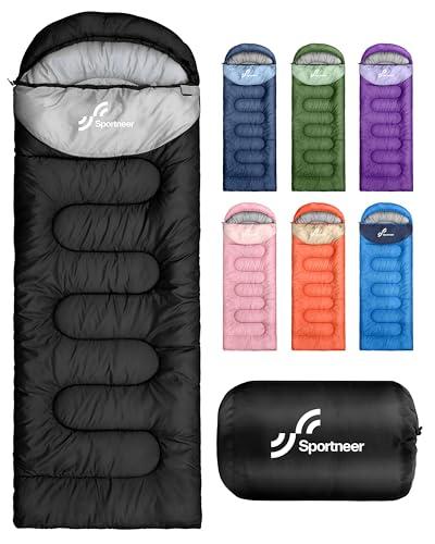 Sacco a Pelo, Sportneer 220×80cm Sacchi a Pelo 3-4 Stagioni Campeggio Singola Leggero Impermeabile Portatile per Adulti Adolescenti Bambini Campeggio Alpinismo Trekking Viaggi Escursionismo