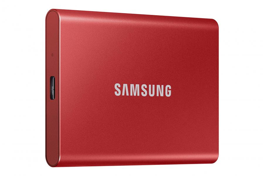 Samsung Memorie T7 MU-PC500R SSD Esterno Portatile da 500 GB, USB 3.2 Gen 2, 10 Gbps, Tipo-C, Rosso Metallico