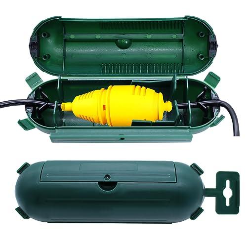 RUNYU® 2 Pezzi Scatola di Protezione Stagna Elettrica IP44 per Esterno, Presa CEE, Cavi per Spina, Impermeabile e Scarico Della Trazione