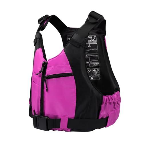 Owntop Aiuti per La Galleggiabilità per Adulti, Giubbotto Galleggiante Regolabile 50N Unisex, Gilet da Nuoto con Tasche, Giacca da Nuoto per SUP Kayak Pesca Canoa a Vela - Rosa M/L