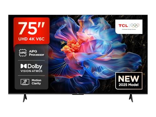 TCL 75V6C TV 75'' 4K UHD Smart LED TV, 4K HDR, Google TV con design senza bordi (Dolby Audio, Motion Clarity, compatibile con Google Assistant e Alexa)