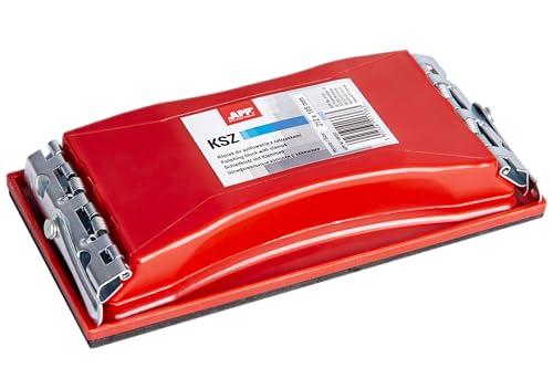APP KSZ - Blocco abrasivo rettangolare | levigatrice manuale con fibbie a molla e superficie antiscivolo | Smerigliatrice manuale, compatibile con tutti i materiali abrasivi | Dimensioni: 212 x 105 mm