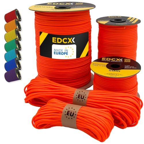 EdcX Paracord 4mm, 35+ Colori Solidi (10m, 15m, 30m, 50m, 100m, 300m) | Corda 100% nylon 4 mm| Corda Tattica 550 Tipo III (Sofit Orange, 10 m)