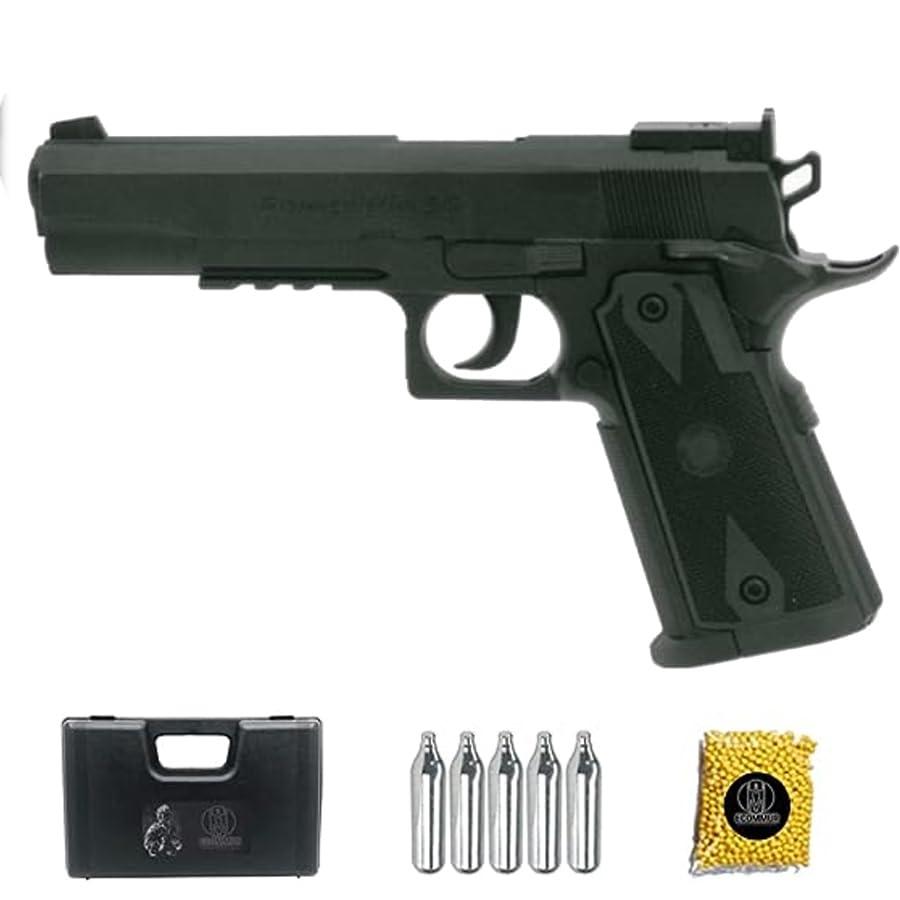 WG 304B 1911 | Pacchetto pistola Airsoft (pallini in PVC). Arma ad aria compressa CO2 calibro 6 mm (potenza: 1 joule)