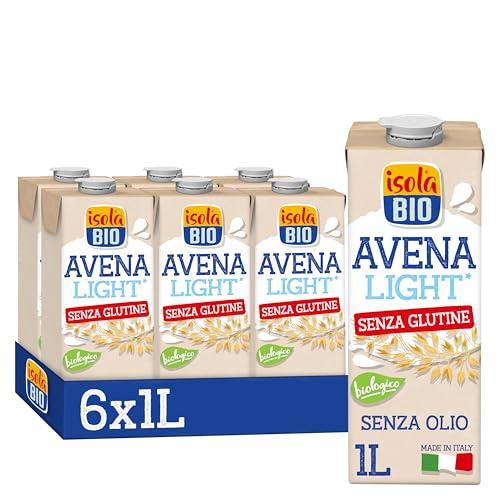 ISOLA BIO Bevanda di Avena Senza Olio Biologica, Senza Zuccheri Aggiunti, 100% Ingredienti Naturali, a Basso Contenuto di Grassi, per Vegetariani e Vegani, 6 Confezioni da 1 Litro