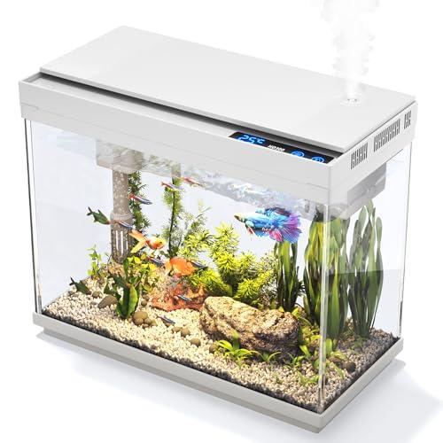 Vehipa Vasca Acquarioi - Acquario 9L con Umidificatore Intelligente, Sistemi Autocircolanti 3 in 1, Display della Temperatura, Illuminazione a 7 Colori