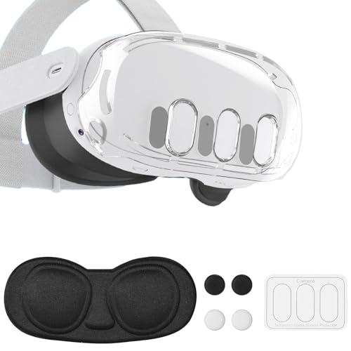 Accessori per Oculus Quest 3, Antigraffio Plastica Copertura Protettiva Guscio Protezione per Lenti in Vetro Temperato Cappucci per Joystick Set Compatibile con Meta Quest 3