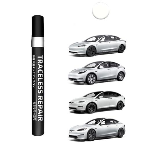 TOPABYTE Penna Ritocco Carrozzeria per Tesla Model Y X S 3 Highland Rimuovi Graffi Auto Pennarello Copri Graffi Auto Penna per Ritocco per Vernice per Carrozzeria (Pearl White)-PPSW