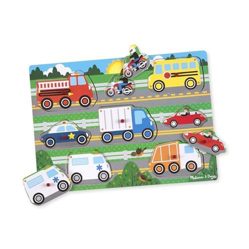 Melissa & Doug Puzzle in Legno per Bambini - Veicoli a Incastro Grandi, Giochi Montessori Educativi, Gioco Creativo, Regalo per Bambini e Bambine, 2+ Anni
