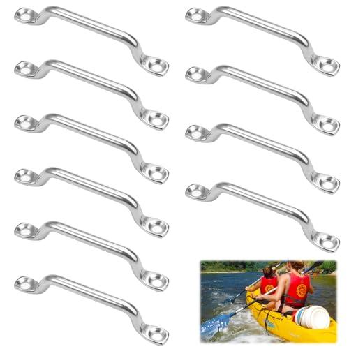 Rairsky 10 Pezzi Cinghie a Occhiello in Acciaio Inox, Kayak Deck Loops Pad Eye Straps, Occhiello da Soffitto, Occhiello Ancoraggio Piastra con Pcchiello per Il Fissaggio del Sartiame di Kayak e Canoe