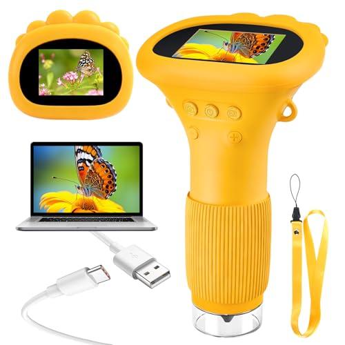 Microscopio Digitale per Bambini,Mini Microscopio Portatile 50-1000X con Schermo IPS 2