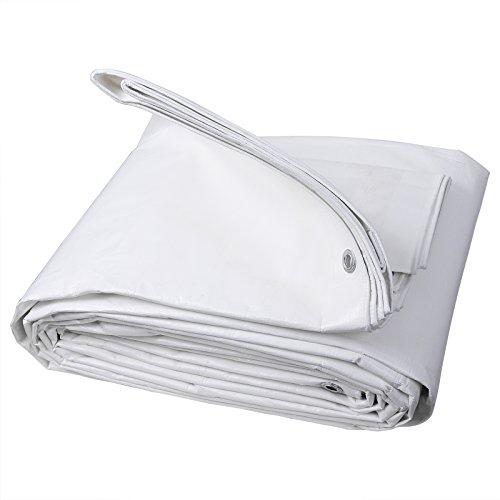 WOLTU Telone Occhiellato Idrorepellente, Telo di Copertura con Occhielli, Protezione Anti UV e Antipioggia in PE per Barca, Auto, Piscina, Bianco, 280 g/m², 3x5m
