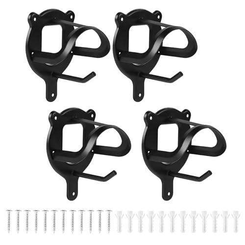 SUPAWAY Set di 4 Porta-morso in Metallo Nero, Ganci per Finiture con Gancio Aggiuntivo, Porta-finiture con Tubo Espansivo e Viti per Accessori Briglia, Guide e Cordame