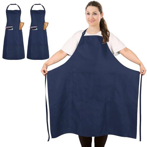 FunChaos 2 Pezzi Taglia Grossa Grembiule, Cuoco Grembiule con 2 Tasche per Cucinare, Lavoro, Grembiule per Cameriere Parrucchiere