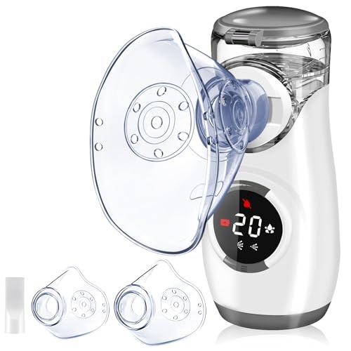 Wholede Aerosol Portatile Silenzioso Digitaler - Macchina Aerosol per Adulti e Bambini, Nebulizzatore Portatile con 2 Maschere e Boccaglio per Uso Domestico e in Viaggio